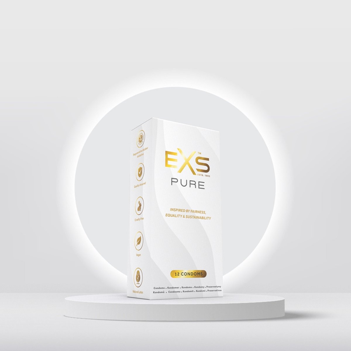 Презервативы тонкие EXS PURE веганские, латексные (цена за пачку, 12 шт.)