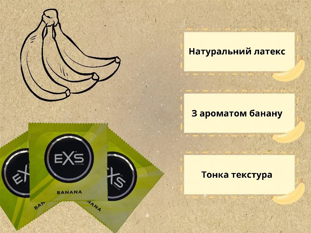 Набір презервативів для орального сексу Exs Banana з ароматом банана (ціна за 10 шт.)