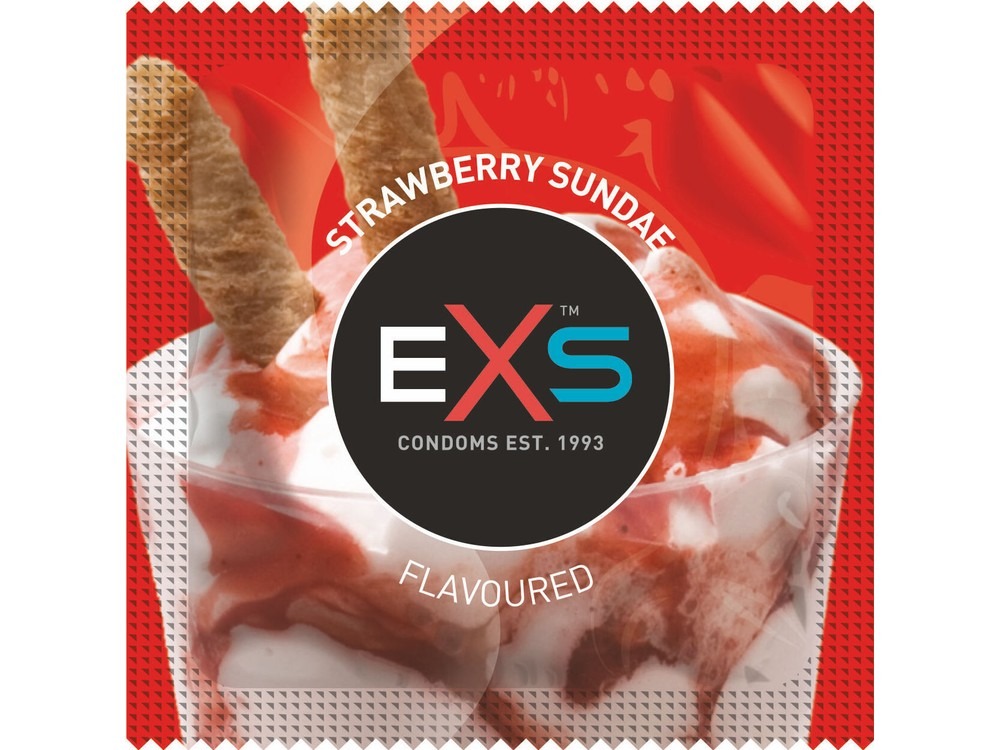 Презервативы латексные EXS Flavoured Strawberry Sundae со вкусом клубники, веганские (цена за 10 шт)