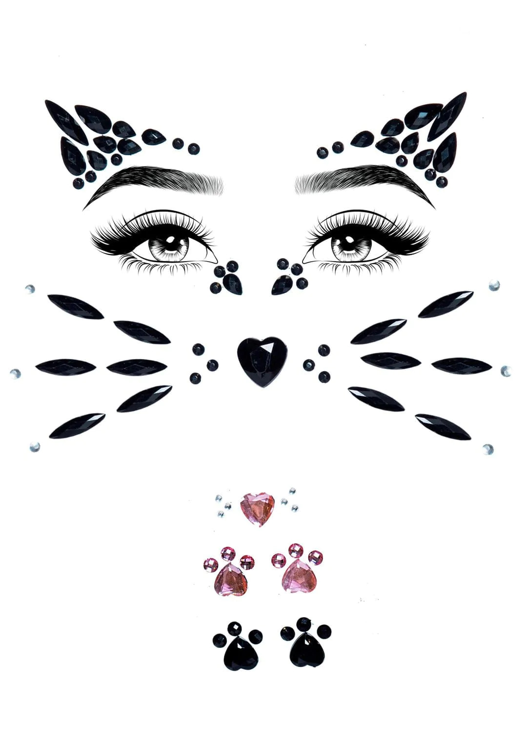 Стрази у вигляді маски кошеня Animal Rhinestone Stick-On Jewels