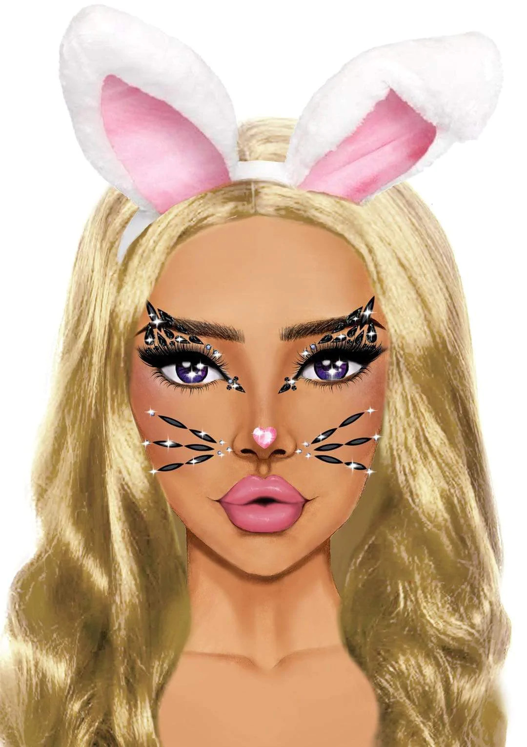 Стрази у вигляді маски кошеня Animal Rhinestone Stick-On Jewels