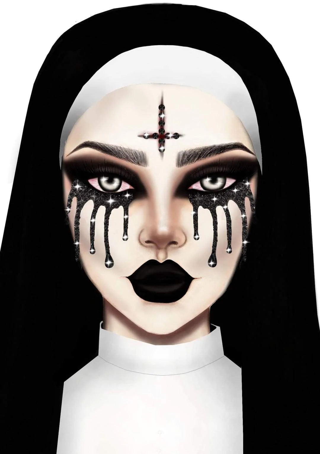 Маска из страз Possessed face jewels sticker Leg Avenue