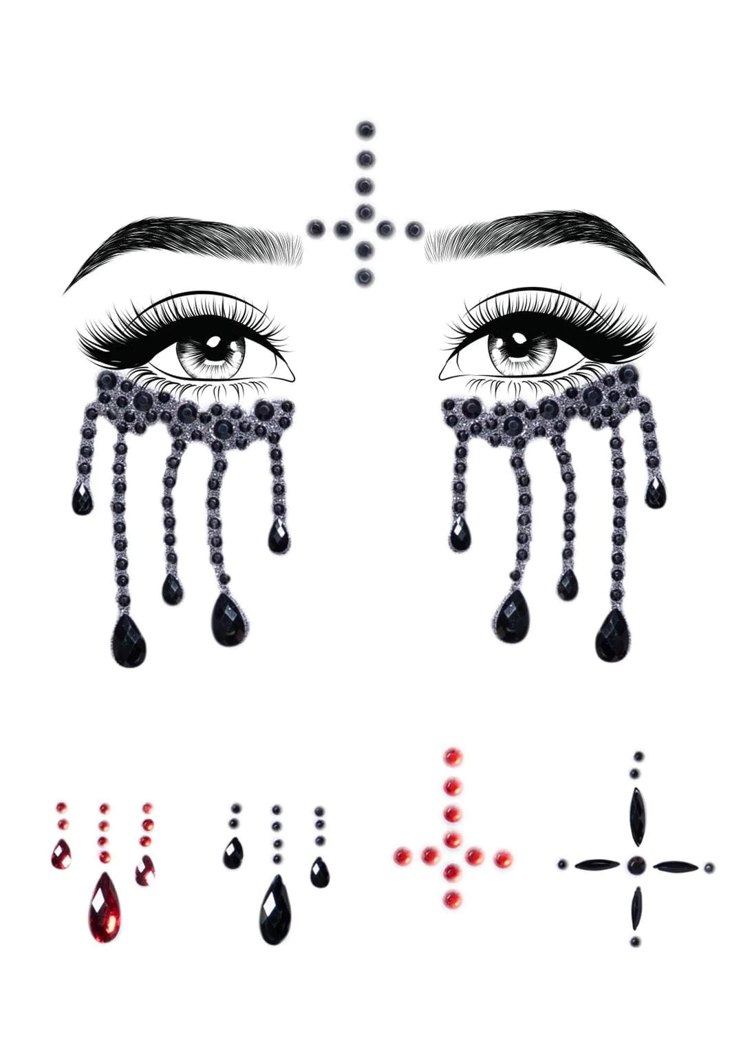 Маска из страз Possessed face jewels sticker Leg Avenue