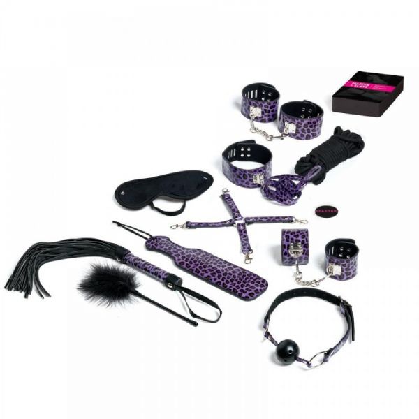 F61278 набір БДСМ 10 шт Master Slave BDSM Kit tijgerprint Purpele