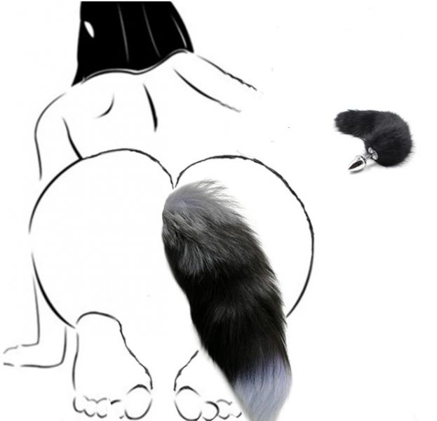 F61280 анальна пробка з хвостом Єнот, Raccoon Tail M