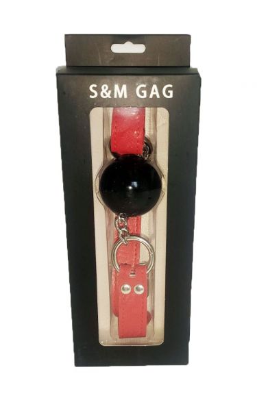 F61402 кляп з екошкіри Loveshop BREATHABLE BALL Gag BLACK / RED