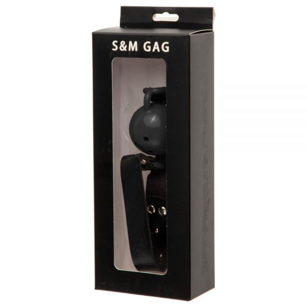 F61404 Кляп зі шкіри Loveshop Latex Comfort BREATHABLE BALL Gag BLACK
