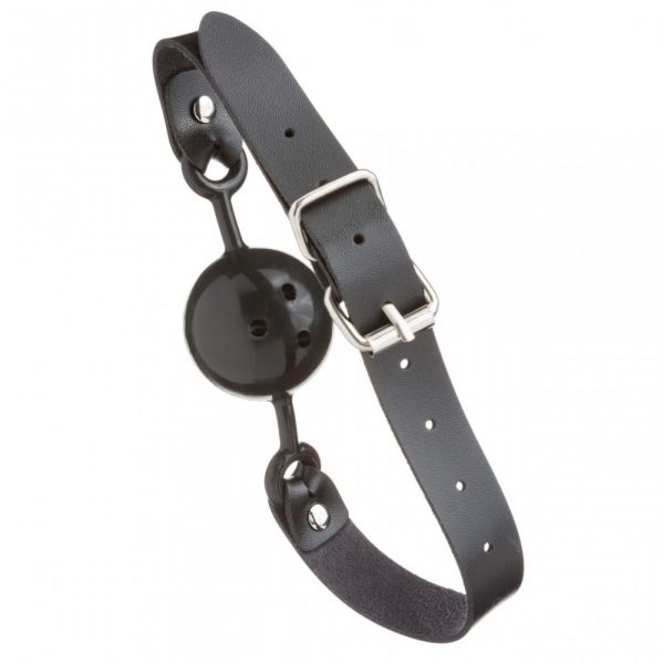 F61404 Кляп зі шкіри Loveshop Latex Comfort BREATHABLE BALL Gag BLACK