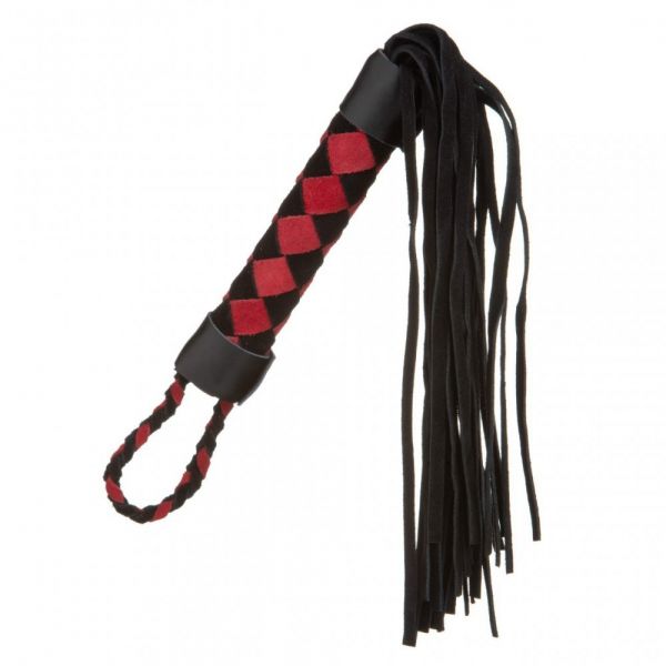 F61423 батіг з екошкіри та замші ромб FLOGGER BLACK / RED