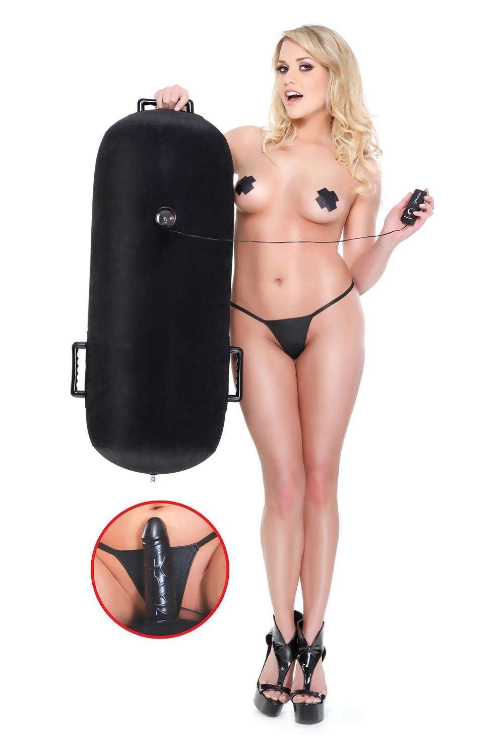 Надувний валик-пуф Pipedream Fetish Fantasy Series Inflatable Luv з реалістичним вібратором, чорний