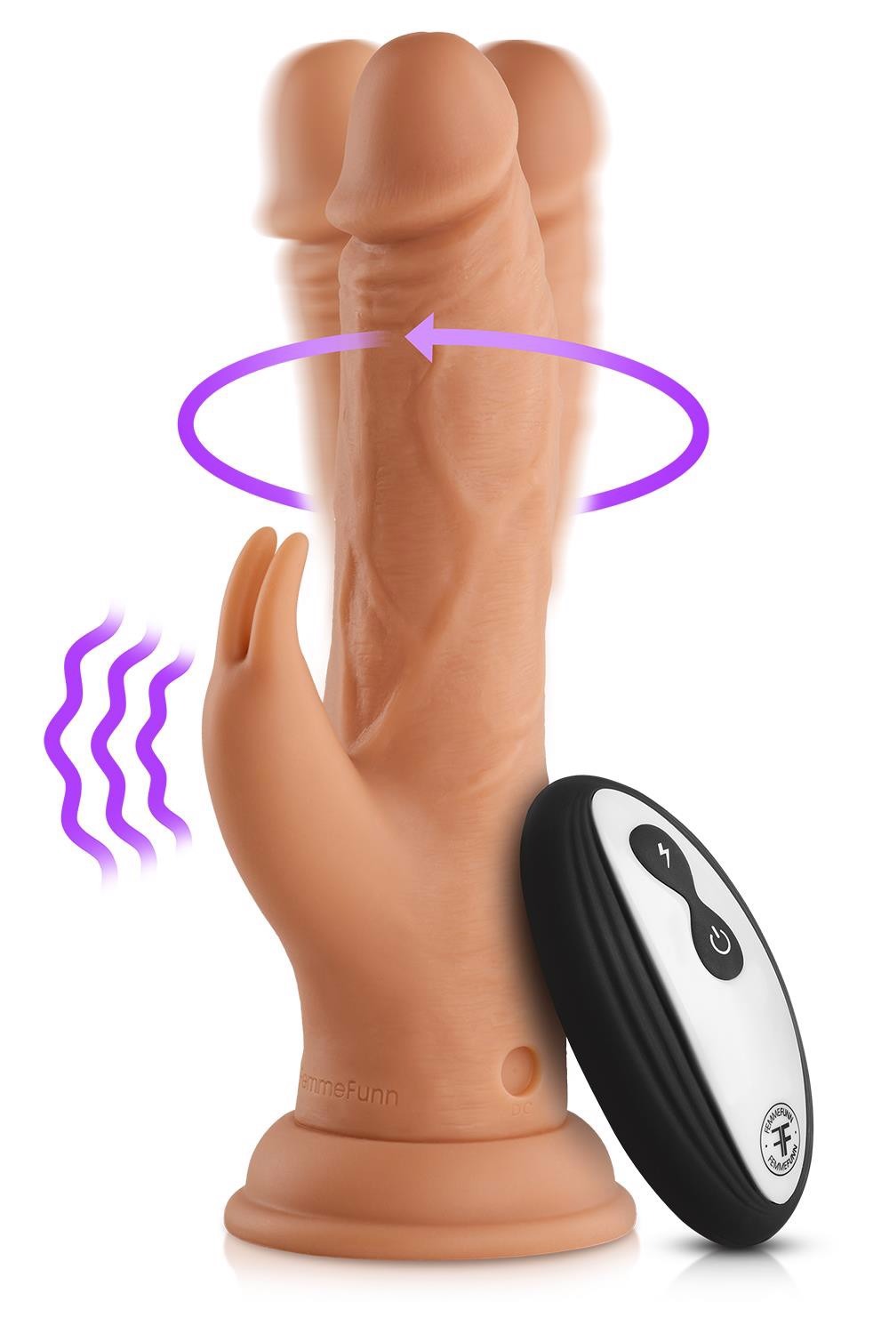 Вібратор-кролик на присосці Femme Funn Wireless Turbo Rabbit з пультом керування, тілесний