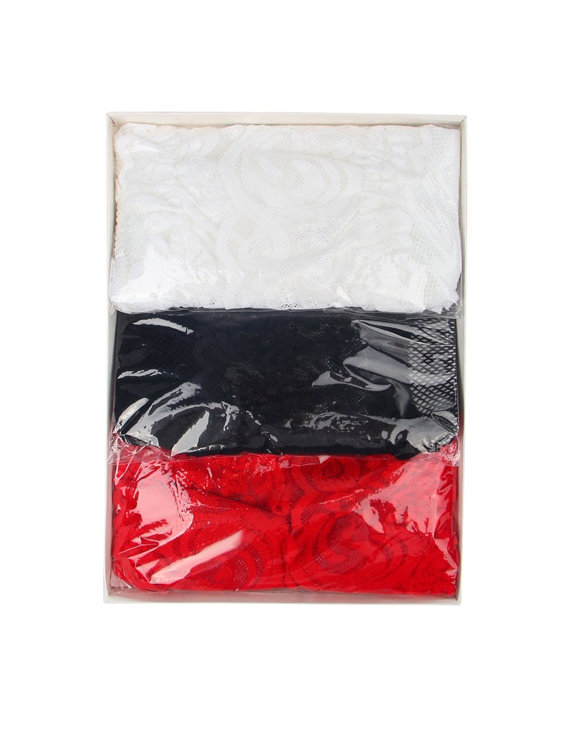 Комплект чулок Star Night кружевные, черные, белые, красные, 3 пары, L-2XL