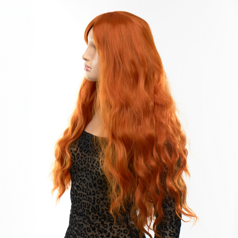 Парик длинный волнистый с челкой Fetish Hair рыжий, 60 см