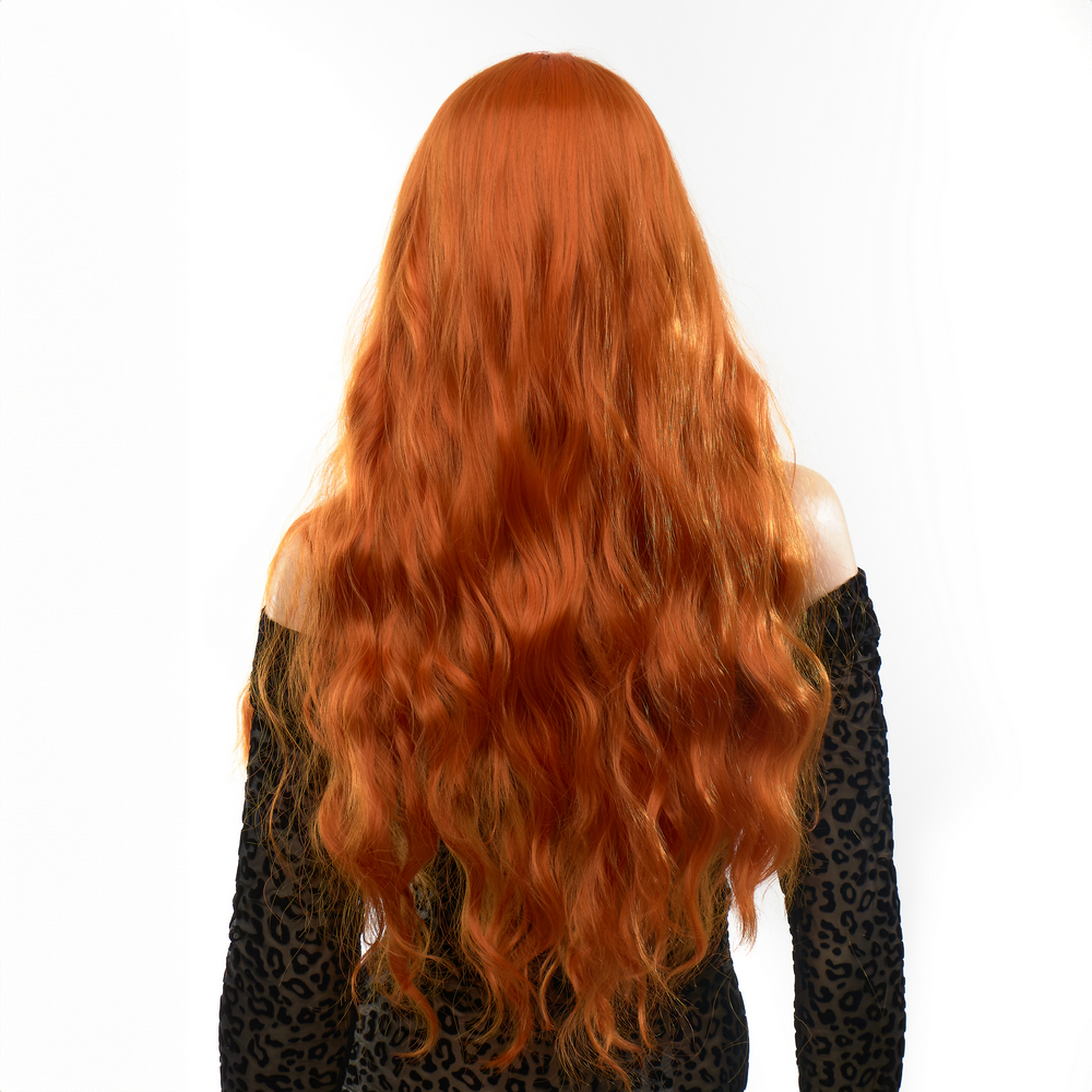 Парик длинный волнистый с челкой Fetish Hair рыжий, 60 см