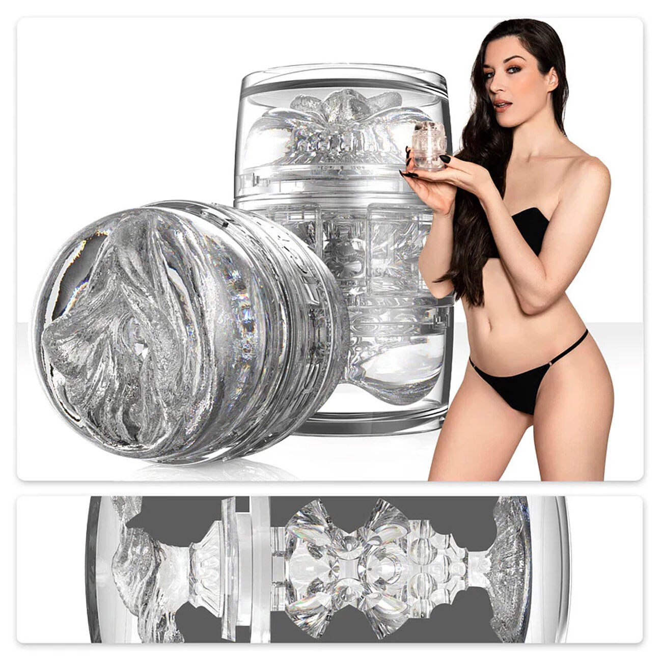 Мастурбатор двосторонній Fleshlight Quickshot Stoya з імітацією вагіни та ануса, прозорий.