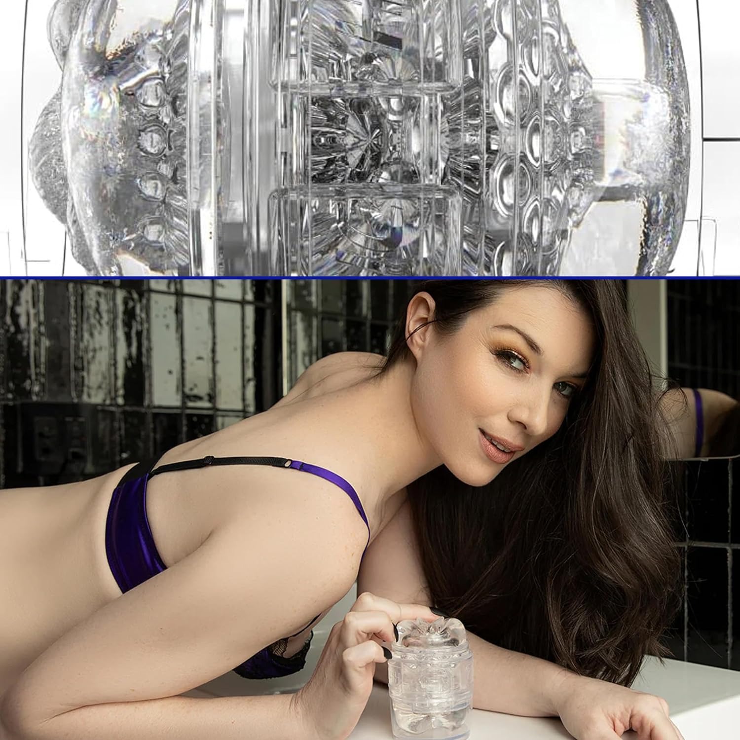 Мастурбатор двосторонній Fleshlight Quickshot Stoya з імітацією вагіни та ануса, прозорий.