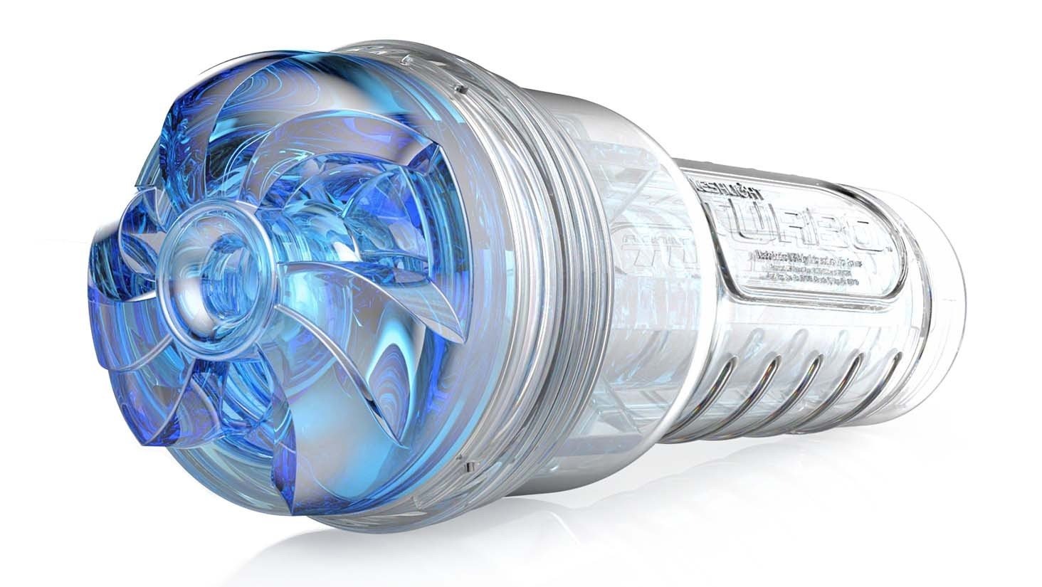 Мастурбатор у колбі з ребристою структурою Fleshlight Turbo Thrust Blue Ice, прозоро-блакитний
