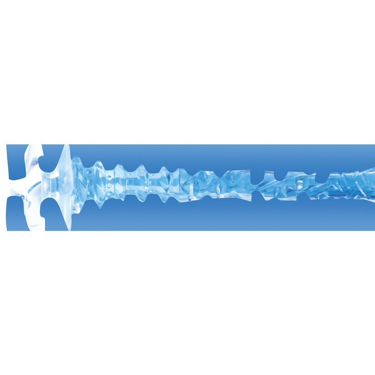 Мастурбатор у колбі з ребристою структурою Fleshlight Turbo Thrust Blue Ice, прозоро-блакитний