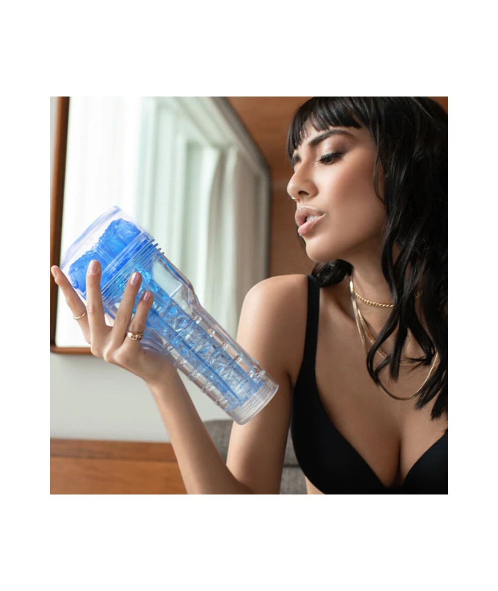 Мастурбатор у колбі з імітацією орального сексу Fleshlight Turbo Core Blue Ice, блакитний