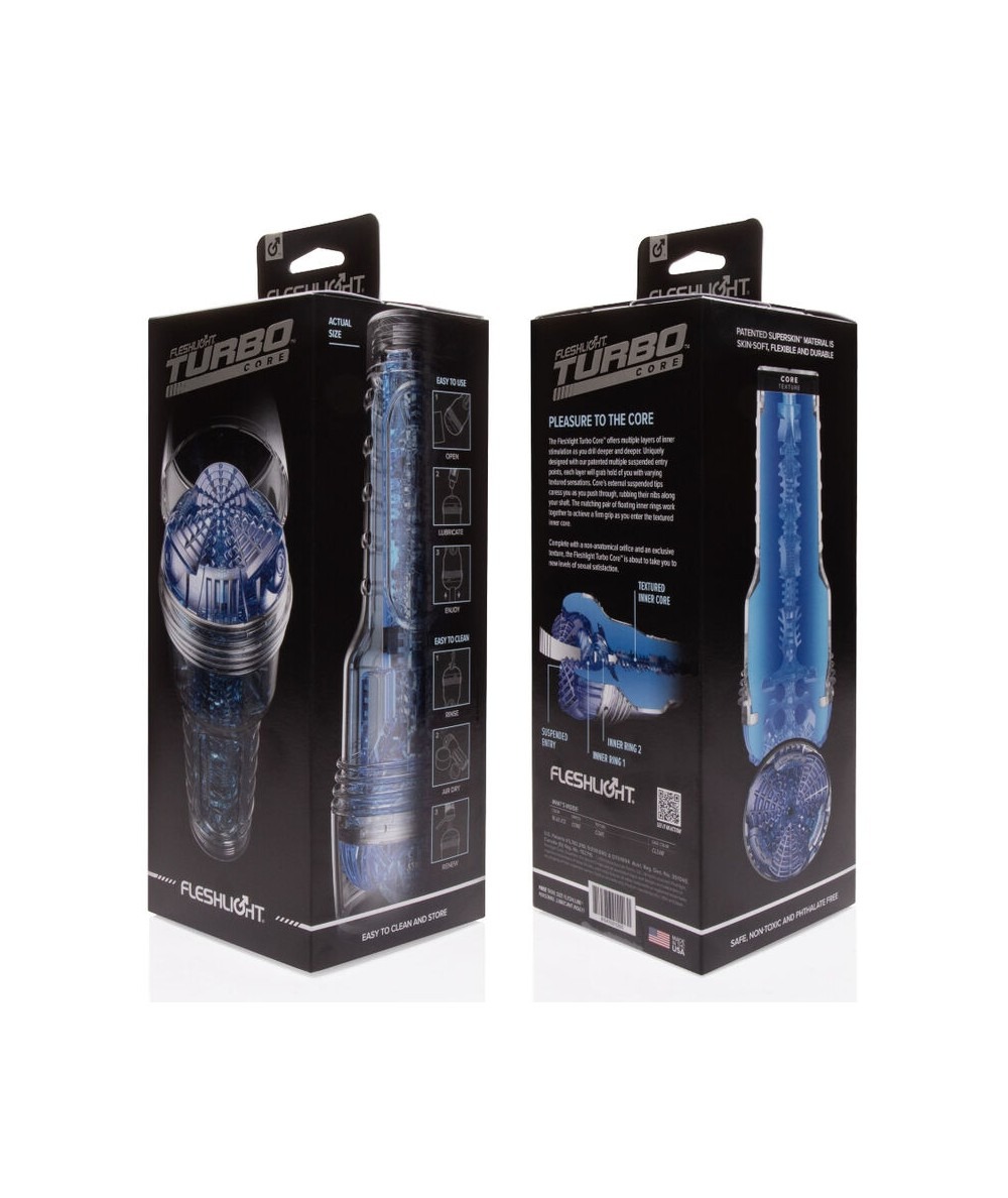 Мастурбатор у колбі з імітацією орального сексу Fleshlight Turbo Core Blue Ice, блакитний