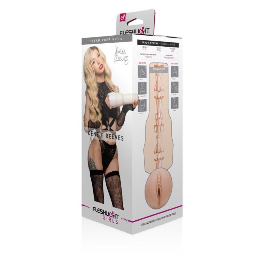 Мастурбатор вагіна у колбі, кібершкіра Fleshlight Girls Kenzie Reeves Cream Puff, бежевий