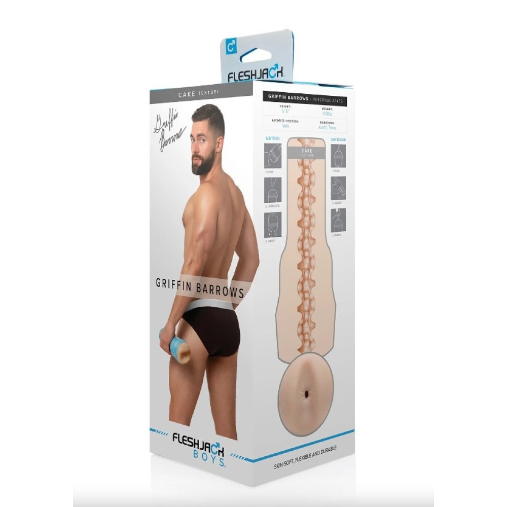 Мастурбатор попа кібершкіра в колбі, Fleshjack Boys Griffin Barrows Cake Signature Butt, тілесний