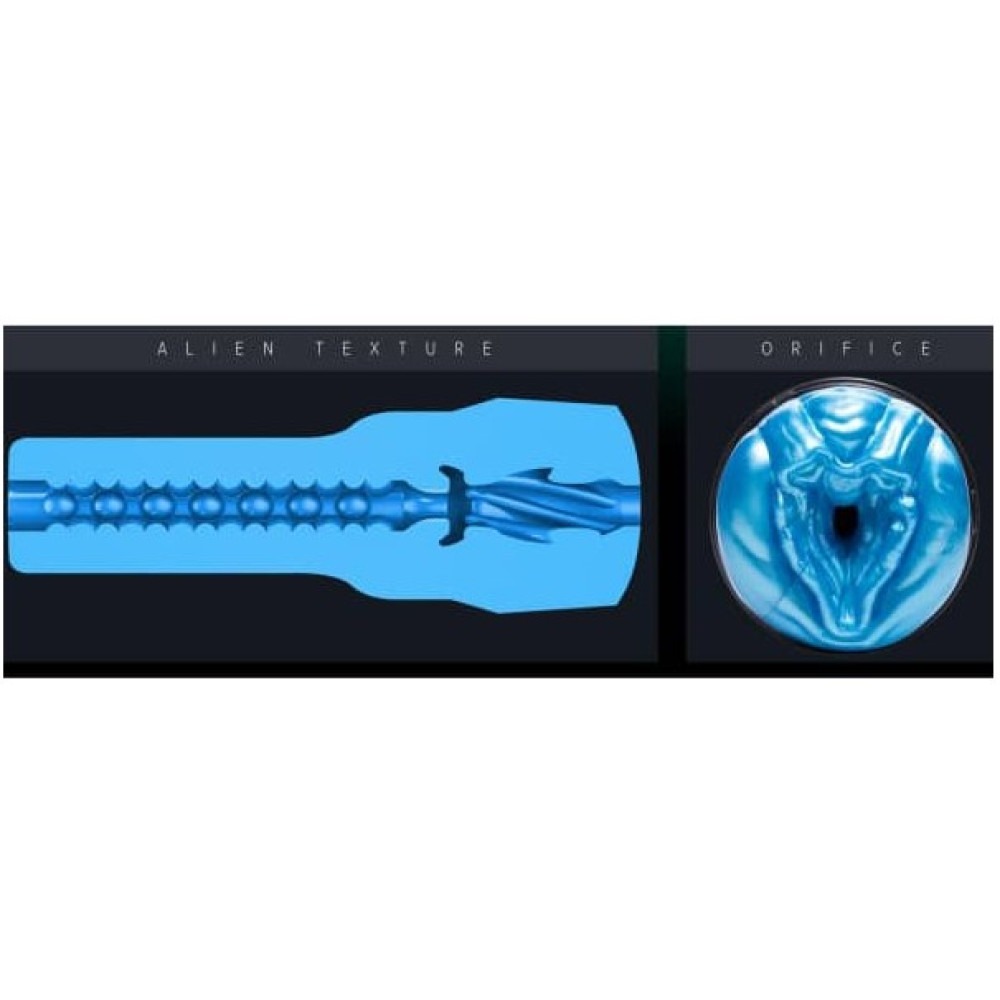 Мастурбатор вагіна з кібершкіри у колбі Fleshlight Freaks Alien Blue Metallic, синій