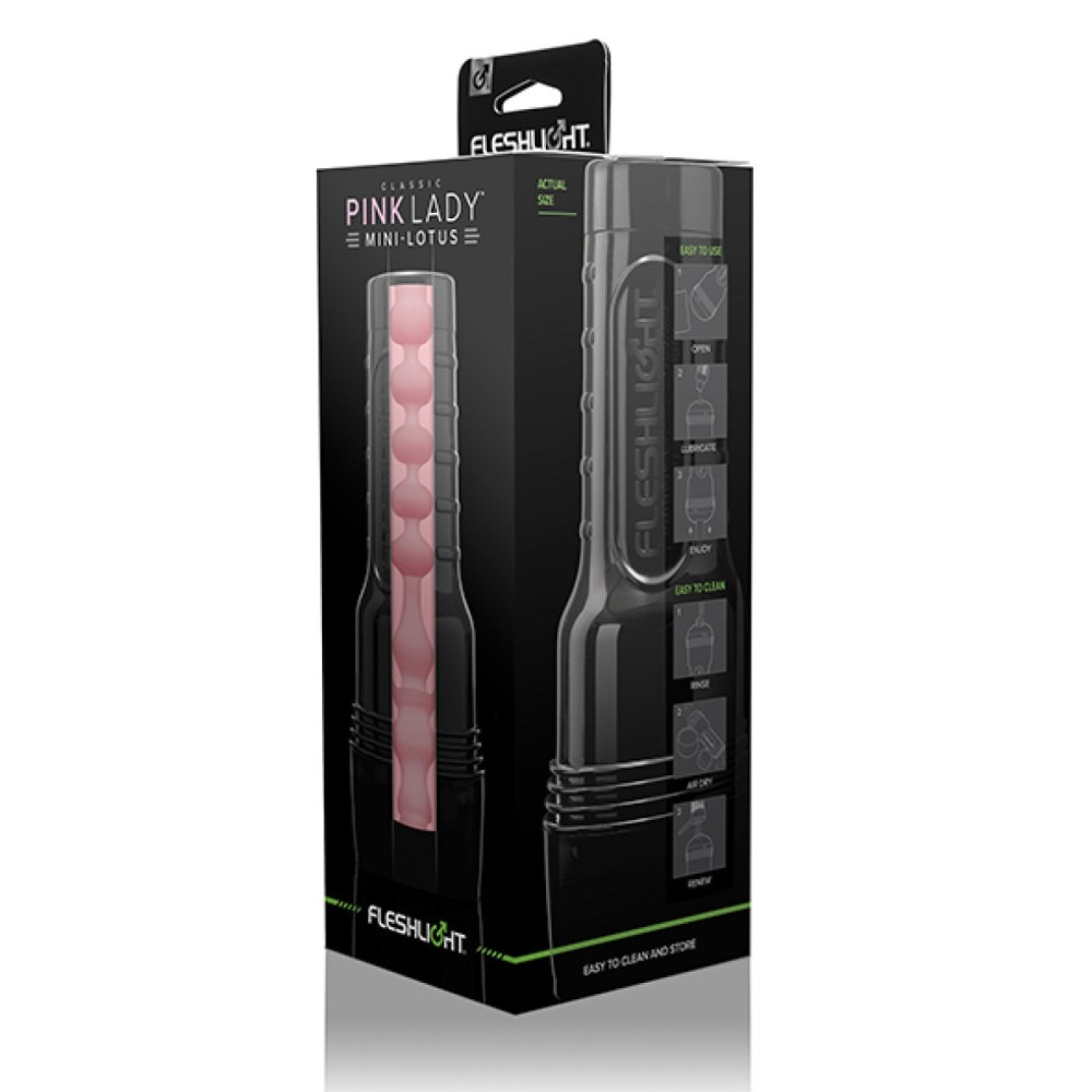 Мастурбатор вагіну в колбі Fleshlight Pink Lady Mini-Lotus, з рельєфом, кібершкіра, бежевий