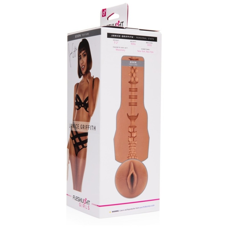 Мастурбатор вагіна Fleshlight Janice Griffith в колбі, реалістичний з кібершкіри, бежевий