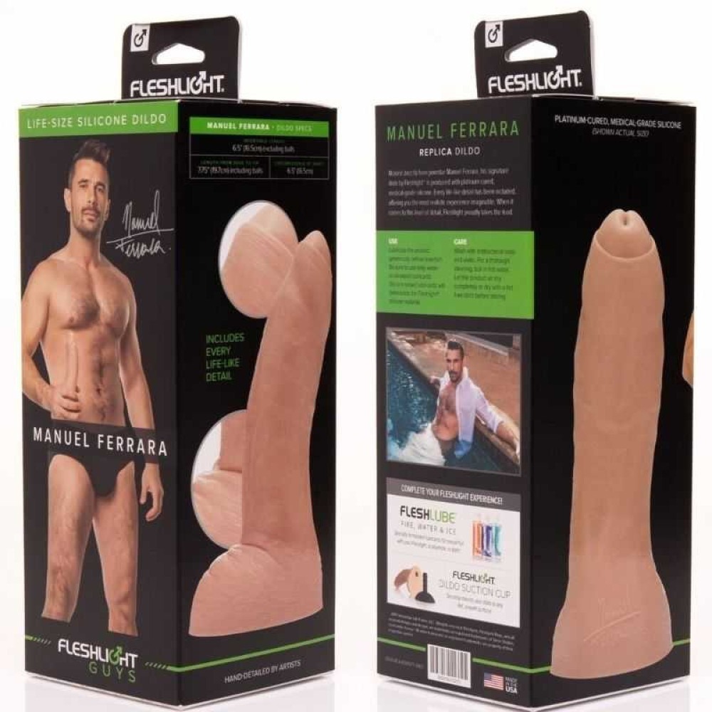Фаллоимитатор с мошонкой реалистичный Fleshjack Guys Manuel Ferrara Dildo, бежевый, 19.7 см х 5.3 см
