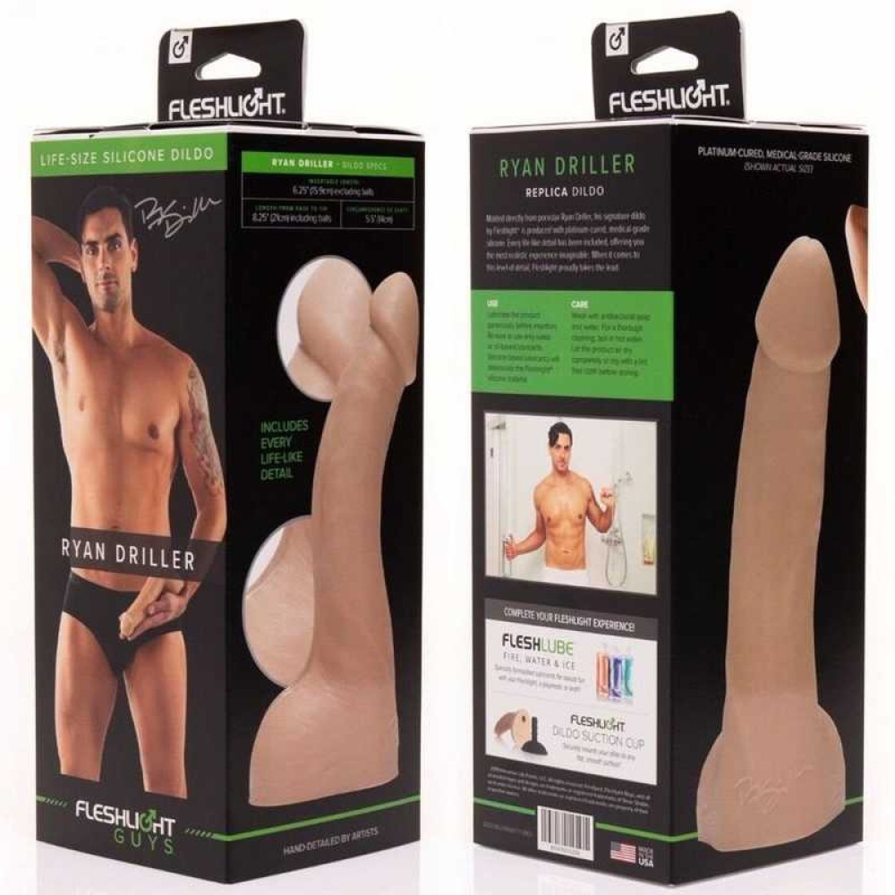 Фалоімітатор з мошонкою реалістичний Fleshjack Guys-Ryan Driller Dildo, бежевий