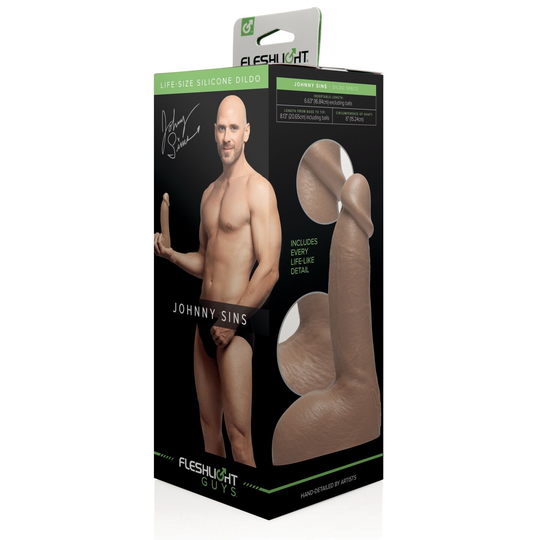 Фалоімітатор з мошонкою, реалістичний Fleshjack Guys JOHNNY SINS DILDO, бежевий, 24.8 х 4.8 см