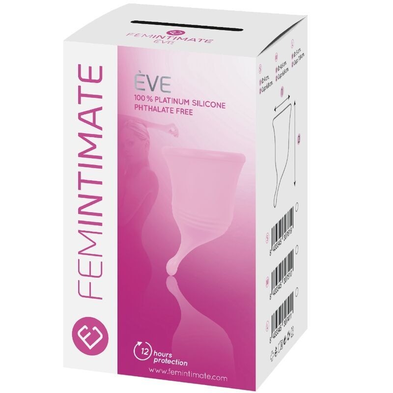 Менструальна чаша Femintimate EVE (4x6.8 см) у мішечку, рожева, S