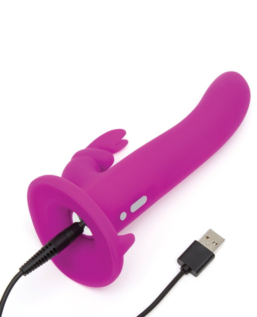 Страпон-кролик з вібрацією та трусиками Happy Rabbit Rechargeable Vibrating Strap-On Harness Set