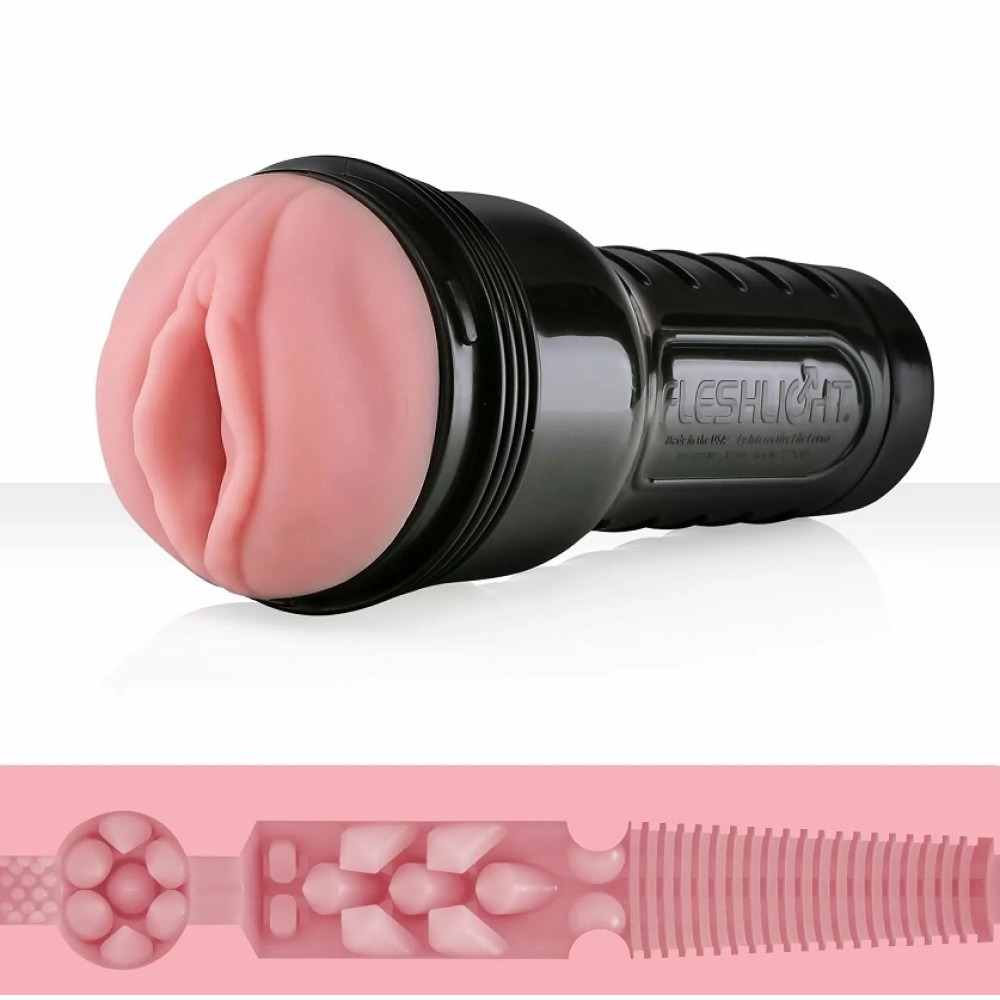 Мастурбатор вагина в колбе Pink Lady Destroya Fleshlight, рельефный, киберкожа, бежевый
