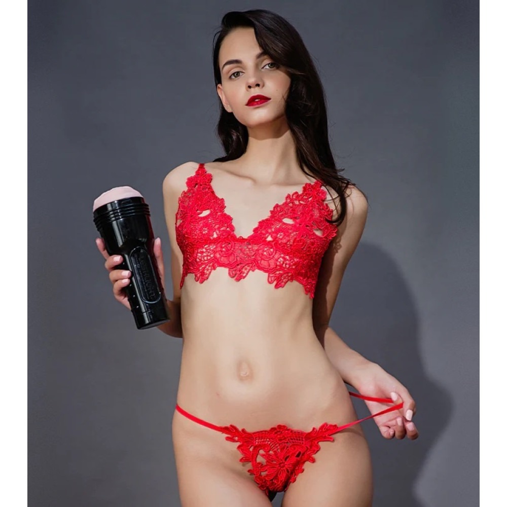 Мастурбатор вагина в колбе Pink Lady Destroya Fleshlight, рельефный, киберкожа, бежевый