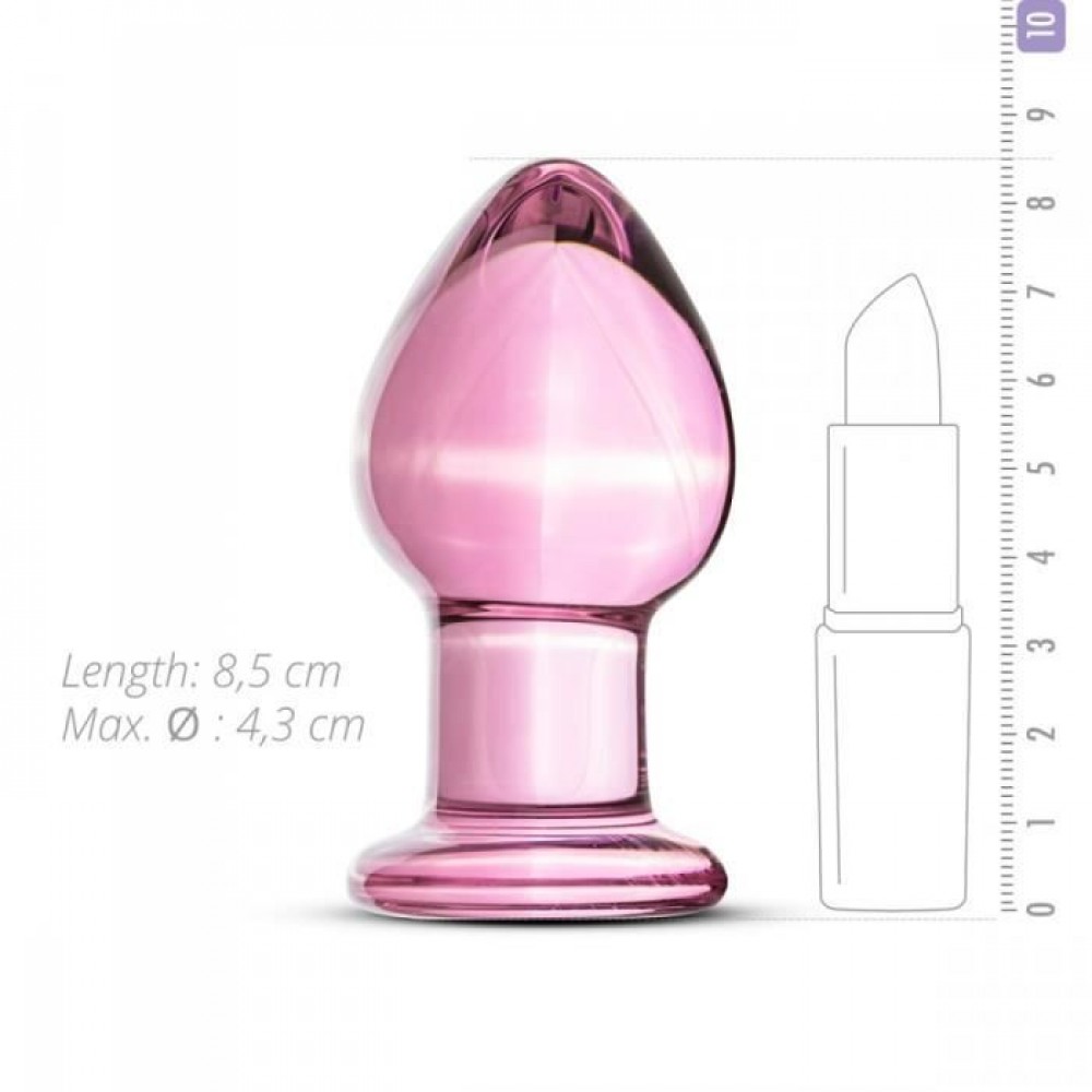 Пробка скло рожева Gildo Pink Glass Buttplug No.26