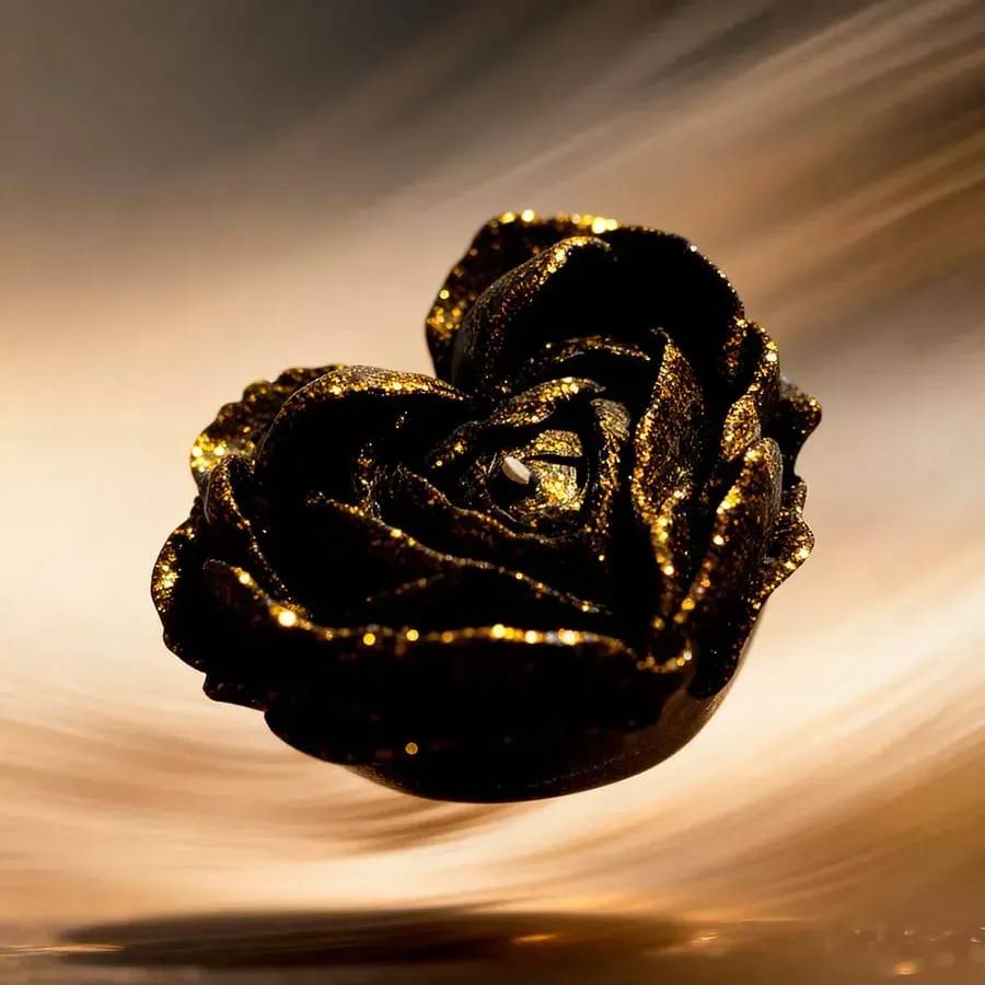 Свічка низькотемпературна у вигляді троянди з глітером GlowKink чорна, М