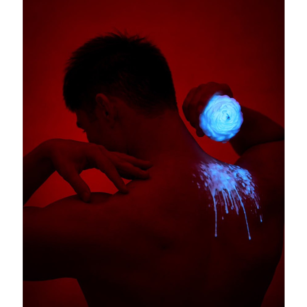 Свічка півонія люмінесцентна GlowKink низькотемпературна, голуба, L
