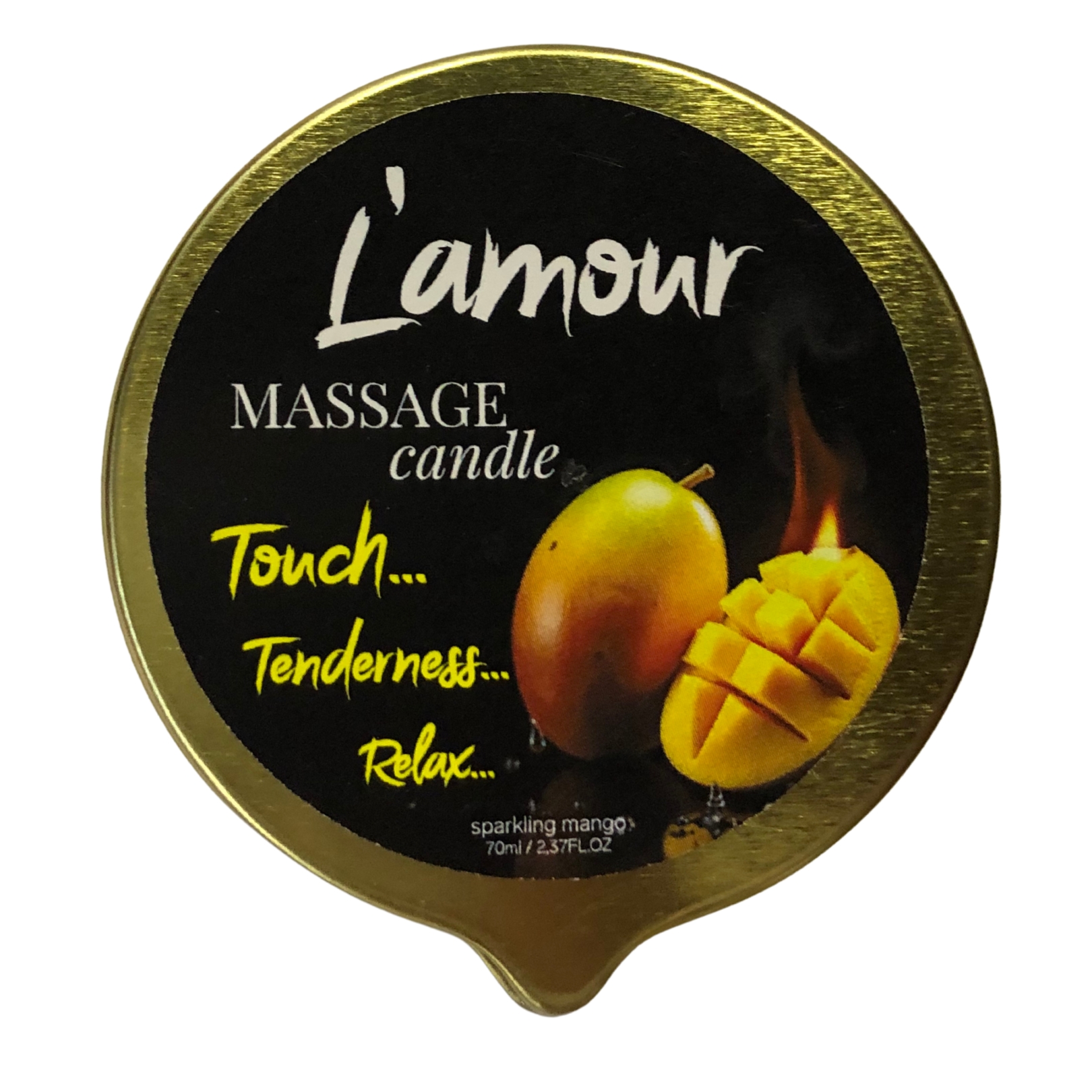 Масажна свічка L'amour Sparkling Mango золота, 70 мл