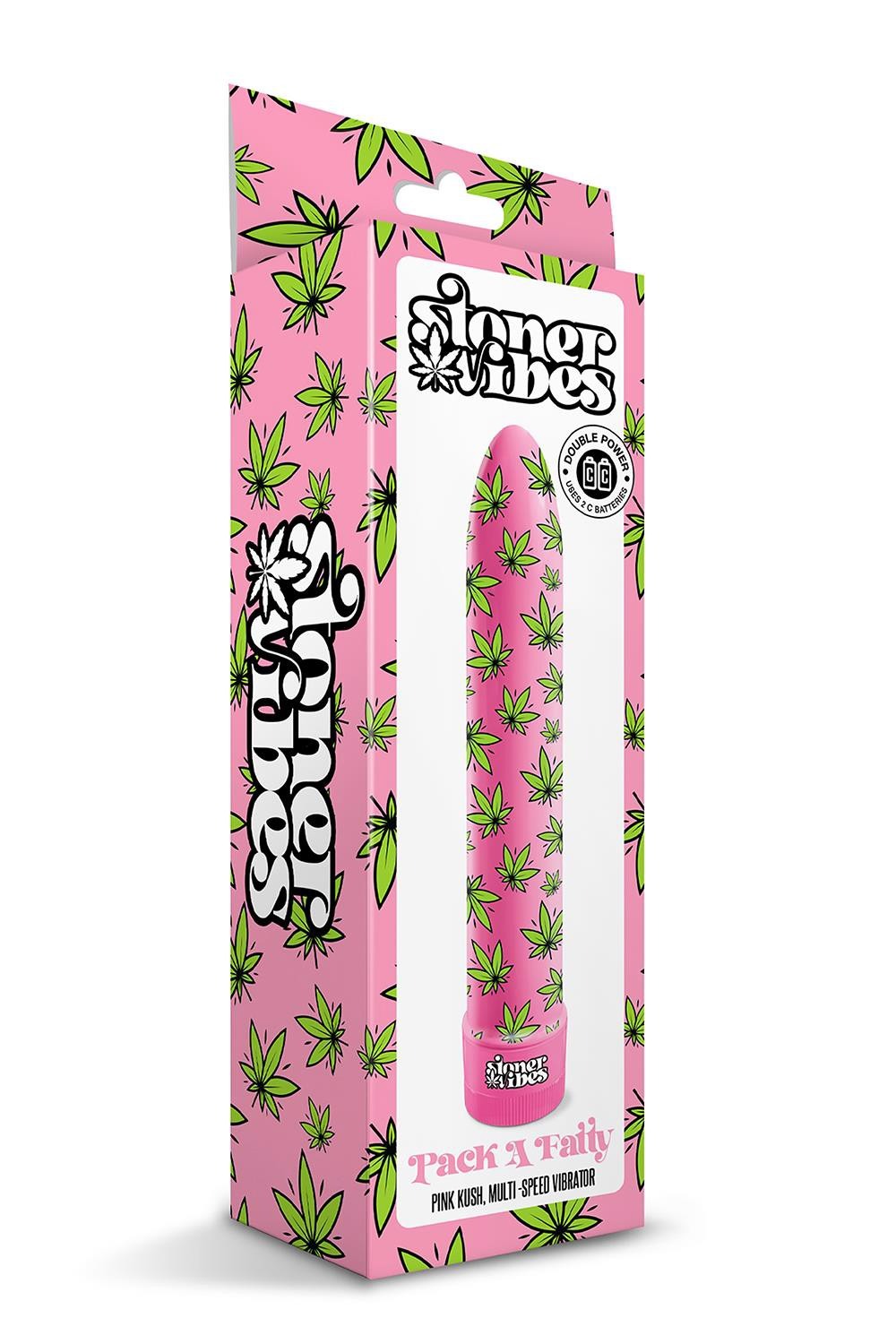 Вібратор нереалістичний із принтом Stoner Vibes Global Novelties, рожевий, 20.3 х 3.8 см