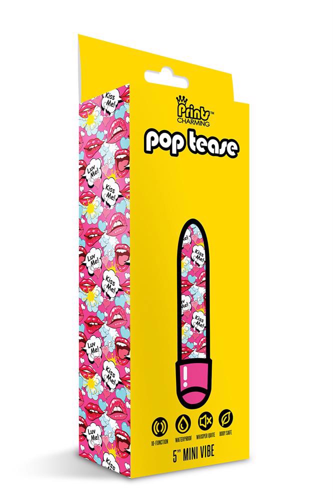 Міні-вібратор Global Novelties Prints Charming Pop Tease з яскравим принтом, кольоровий