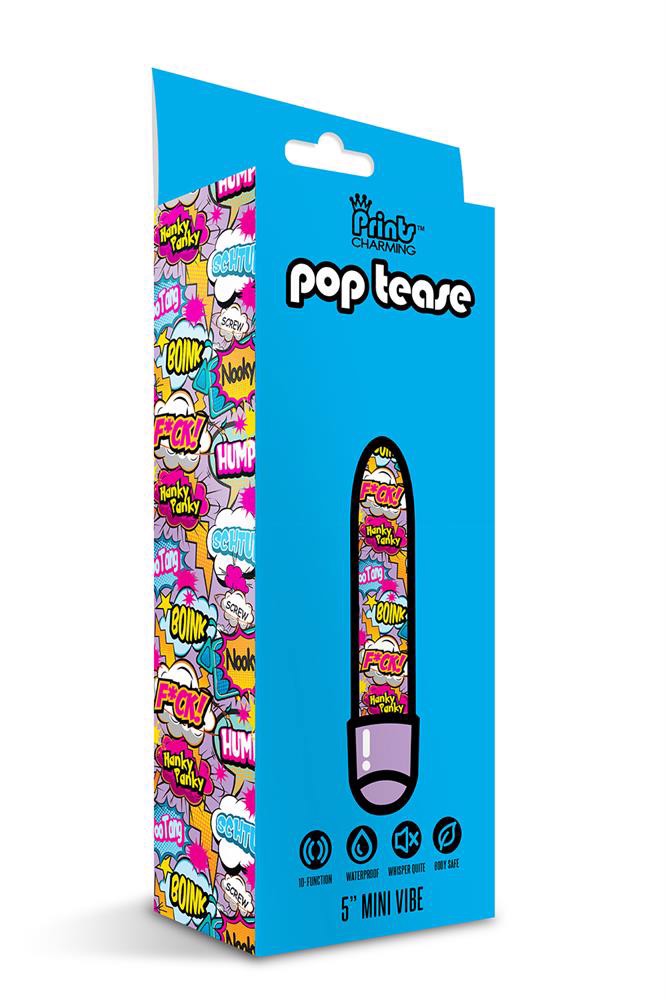 Міні-вібратор із принтом Global Novelties Prints Charming Pop Tease мультиколор
