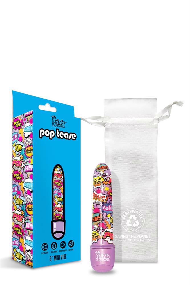 Міні-вібратор із принтом Global Novelties Prints Charming Pop Tease мультиколор