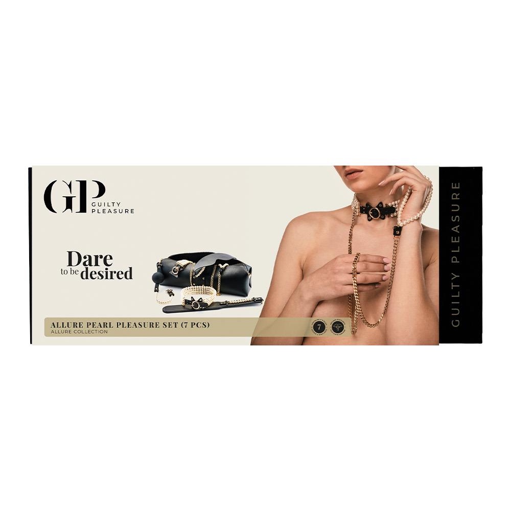 Набір БДСМ Guilty Pleasure Pearl з перлами та золотою фурнітурою, 7 предметів