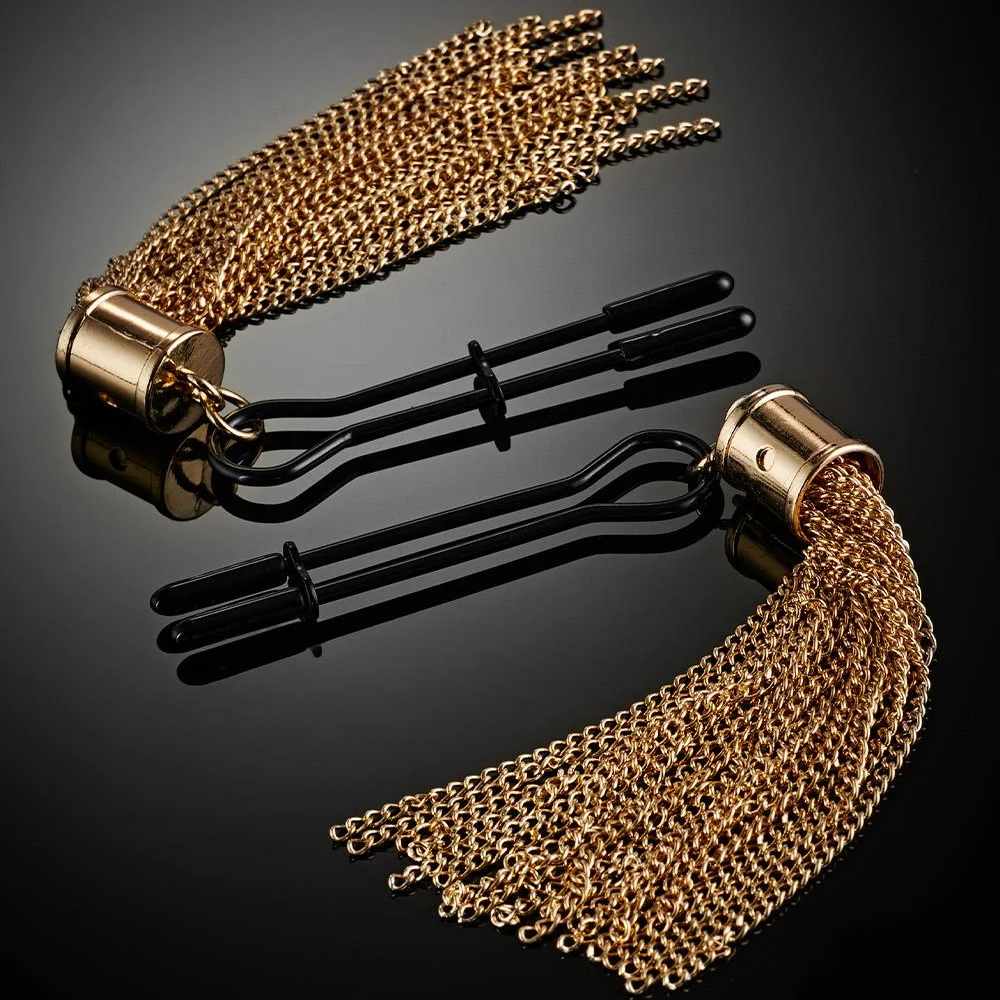 Затискачі для сосків Guilty Pleasure Tassel Tease Clamps, чорно-золоті