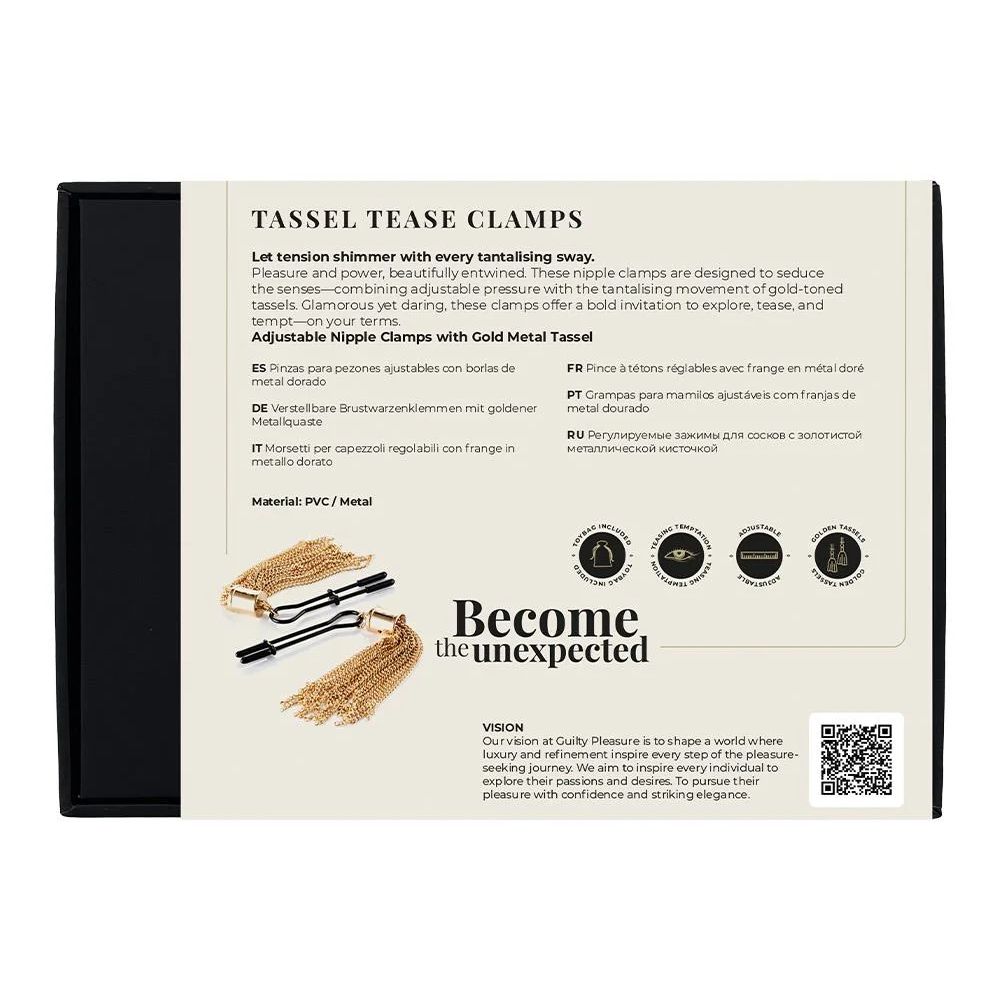 Затискачі для сосків Guilty Pleasure Tassel Tease Clamps, чорно-золоті