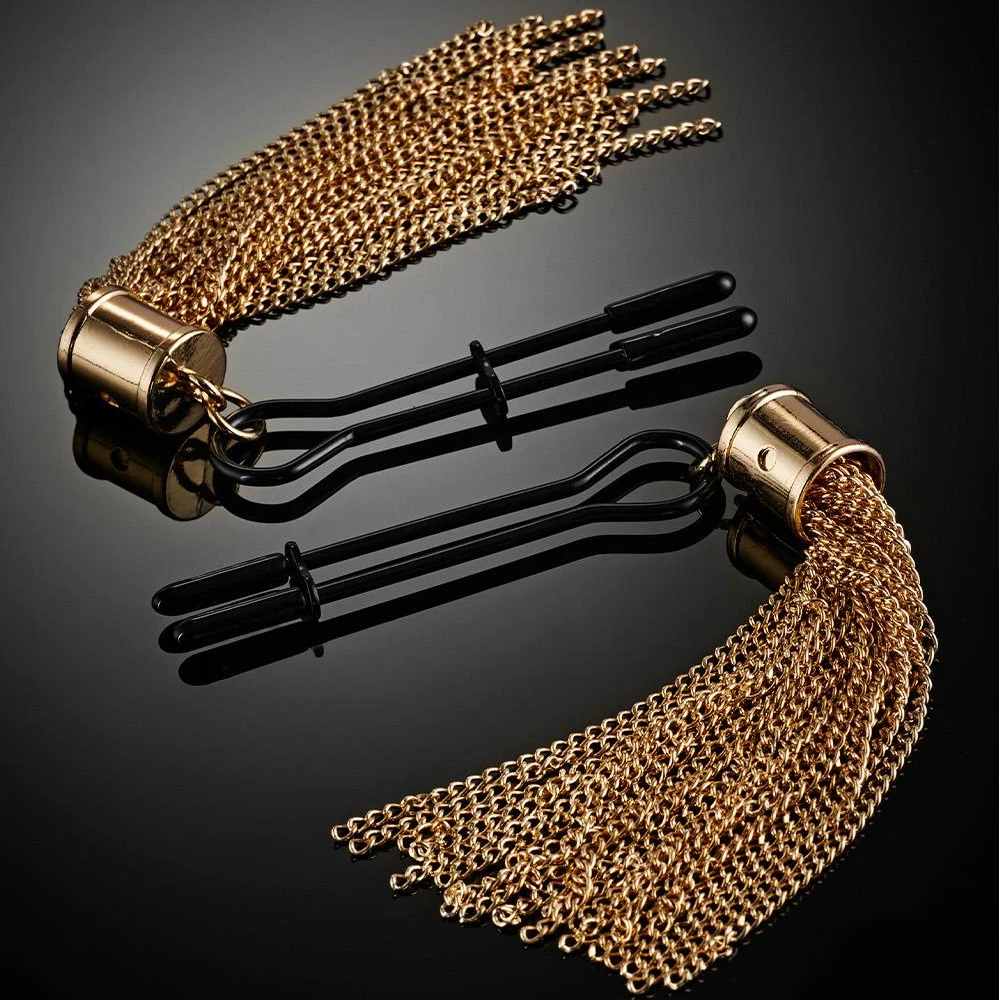 Затискачі для сосків Guilty Pleasure Tassel Tease Clamps, чорно-золоті
