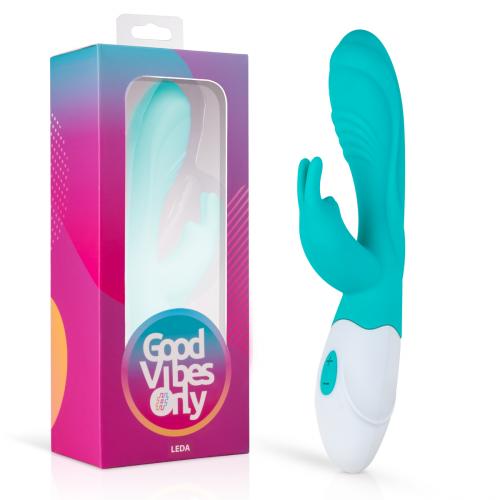 Вібратор-кролик Leda Good Vibes Only, силіконовий, блакитний, 20 см х 3.2 см