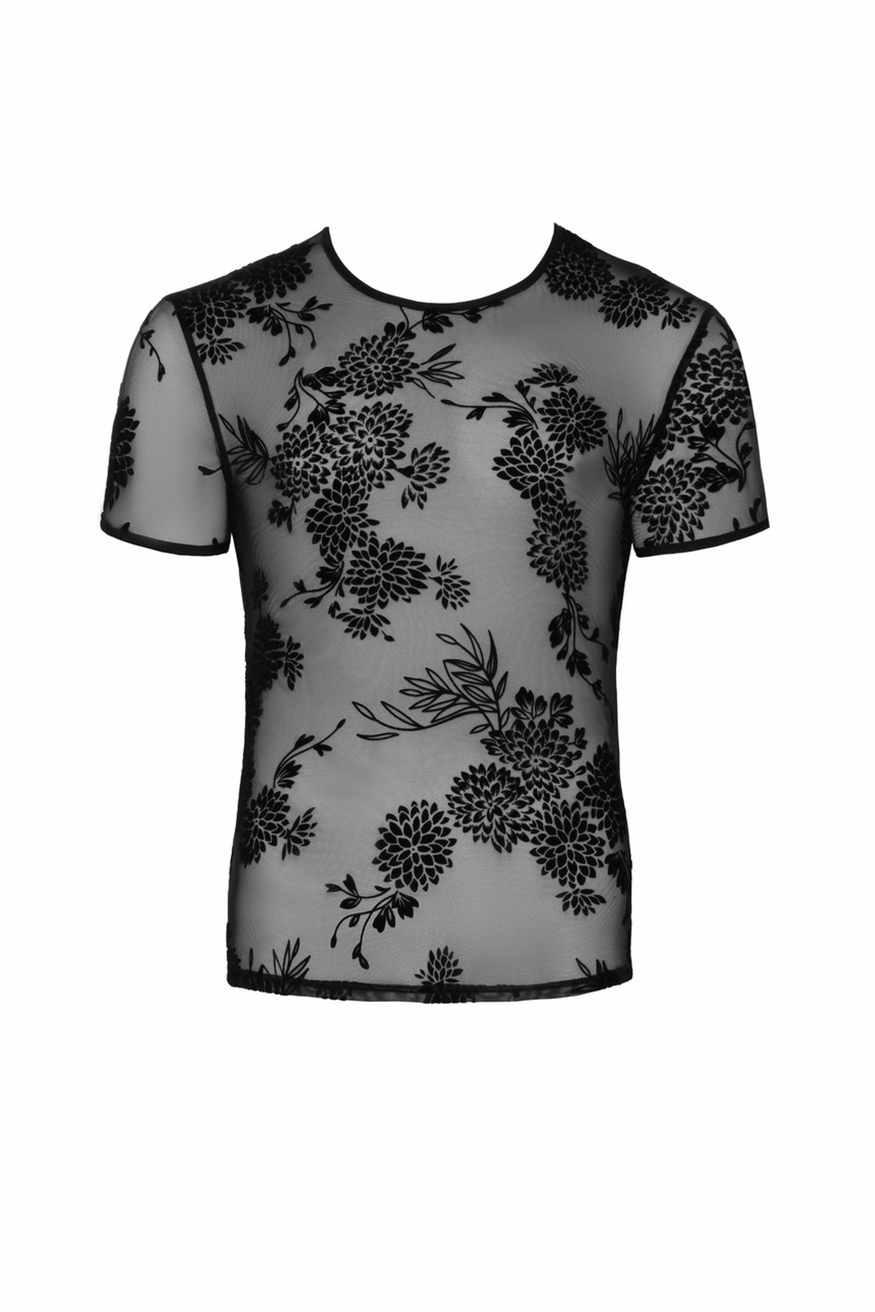 Чоловічі футболки з сітки з візерунками квітів Noir Handmade чорна, S